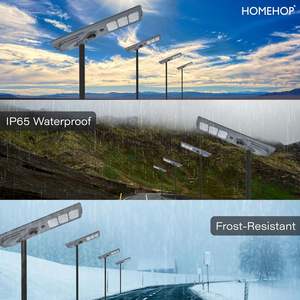 Lampe solaire de rue Homehop, étanche, 600W, avec détecteur de mouvement, 135 LED, télécommande, blanc froid, aluminium - Product Image 4
