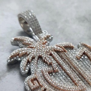 IGI Certified Fine Jewelry Rose Gold Plated Pendant 9S925 <b>Silver</b> Diamond Pendant Brilliant Cut Diamond Men's Pendants & <b>Charms</b> - Product Image 5