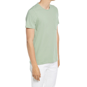 Men's Light Green <b>Short</b> Sleeve O-Neck Regular Fit Casual 100% Cotton Nonwoven T-Shirt Quick Dry Eco-Friendly 220g - Product Image 3