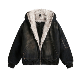 Chaqueta de Mezclilla Casual de Invierno para Hombre de Alta Calidad, Diseño Bordado, Forro Polar de Poliéster/Algodón, Secado Rápido, Personalizable - Product Image 1
