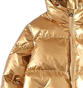 Chaqueta con capucha brillante, impermeable y transpirable, de lona con revestimiento dorado, de nueva llegada, con cierre de un solo botón. - Product Image 6