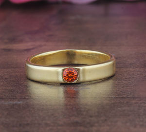 แหวนเงินแท้ชุบทองประดับพลอยซิทรินธรรมชาติและพลอยโกเมนสีแดงส้มระยิบระยับ สำหรับผู้หญิง เหมาะสำหรับงานหมั้น งานแต่งงาน และงานเลี้ยง - Product Image 3