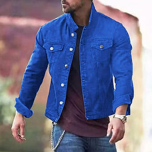 Veste en jean bleu foncé la plus vendue, grande taille, vente en gros, veste en jean pour homme, manches longues, style classique vintage, veste en jean de motard - Product Image 5