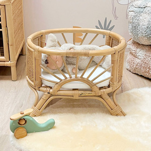 Low price natural rattan dolls house furniture rattan doll bed cradles mini size toy cradle <b>cot</b> - Product Image 1
