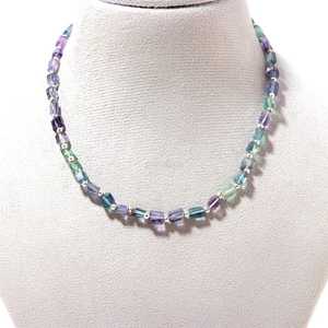 Collar de Fluorita Natural Facetada con Cuentas, Joyería Artesanal de Gema de Fluorita, Elegante Collar de Piedra de Nacimiento de Marzo - Product Image 1