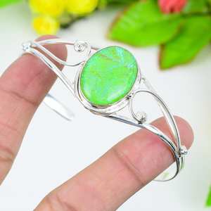 Magnifique bracelet jonc triple opale verte éblouissante en argent sterling 925 massif, fait main, bijou de créateur, cadeau de mariage - Product Image 2