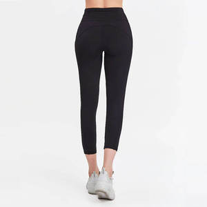 Custom LOGO Solid Capri <b>Leggings</b> for Women High Waisted Breathable Workout Buttery Soft Gym Fitness Yoga <b>with</b> <b>Pockets</b> OEM - Product Image 2