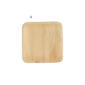 Assiettes carrées jetables en feuille de palmier Areca naturel Compostable écologique bol areca vaisselle