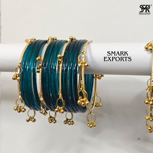 Ensemble de bracelets en gelée de Cachemire Morpankhi Ghungru pour les deux mains, Chudi indien traditionnel, mode féminine, plaqué or, 32 pièces - Product Image 4