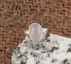 Bague en quartz rose naturel avec sertissage clos, en argent sterling 925, pierre précieuse rose véritable, pierre de naissance de février - Product Image 3