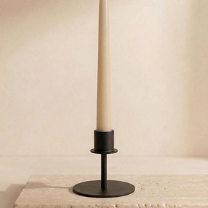 Short Small <b>Black</b> Metal Taper Candle <b>Holder</b> Minimal Modern Decor Compact Tabletop <b>Candlestick</b> Stand Contemporary - Product Image 4