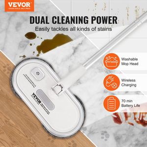 Mocio elettrico Cordless da 70 minuti potente batteria doppia testine Mop 4 pastiglie in microfibra 2 tappetini Scrubber da pavimento per - Product Image 2