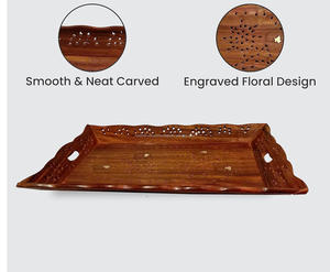 Bandeja de Madera al por Mayor, Bandeja de Madera Ecológica Personalizada para Servir Frutas con Asas para Uso Artesanal - Product Image 3