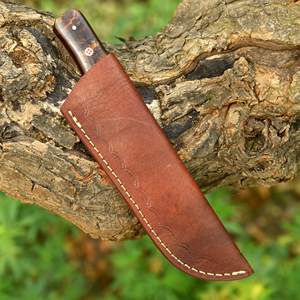 Cuchillo Seax de Acero de Damasco Forjado a Mano Estilo Nórdico con Funda, Hoja de 8 Pulgadas de Espiga Completa, Mango de Resina de Palisandro, Estilo Vikingo, Cuchillo de Caza Reverse Tanto, ODM - Product Image 5