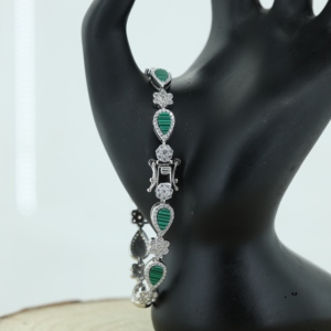 New 14k Gold Plated 925 Silver Lab Created <b>Gemstone</b> Vivid Green Emerald Vintage Cross Tennis <b>Bracelet</b> Women Gift - Product Image 3