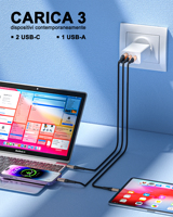 65W Hızlı Şarj Cihazı AB Fişi 3 USB Girişi PD 3.0 QC 3.0 Yanmaz Duvar Adaptörü Dizüstü Bilgisayar Telefon Tablet Kulaklık Akıllı Saat 5V/3A için