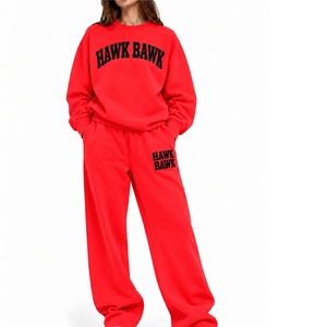 <b>Women's</b> Wide Leg <b>Sweatsuit</b> Matching Outfit Crew Neck Full Sleeve Side Pockets Casual Loose Fit Autumn Wear Custom Made <b>Sweatsuit</b> - Product Image 1