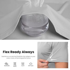 T-shirts de course athlétiques pour hommes en tissu mesh à manches courtes, vêtements de sport performants pour la gym et l'entraînement, hauts de sport athlétiques en gros - Product Image 5
