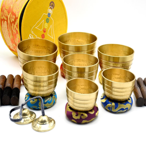 Cuencos de bronce afinados a las frecuencias de los 7 chakras para terapias vibratorias curativas disponibles al por mayor a precio directo de fábrica. - Product Image 1