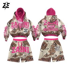Conjunto de Sudadera con Capucha y Pantalones Cortos para Hombre, Felpa de Algodón Premium de 340 GSM, Transpirable, Invierno, Amarillo, Logotipo con Impresión Digital Personalizada en la Parte Delantera, Ropa Casual Urbana - Product Image 1