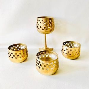 Polished Decorative Brass Candle Vessels Candle Holder Container For Elegant <b>Table</b> Centerpiece Interior Accent - Product Image 3
