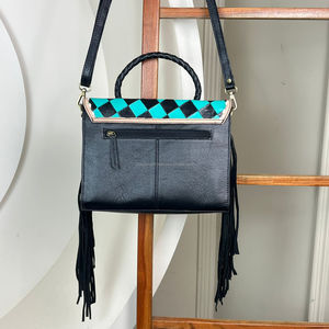 กระเป๋าถือพาดลำตัวหนังวัวแท้สำหรับผู้หญิงดีไซน์ลายตารางหมากรุกแบบพิเศษ - Product Image 5