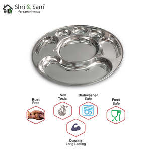 Assiette à compartiments en acier inoxydable 7 en 1 Plats et assiettes durables - Product Image 1