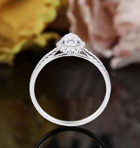Pear Cut Moissanite Classic Gemstone <b>Ring</b> 925 Sterling <b>Silver</b> Engagement Teardrop <b>Solitaire</b> Dainty Minimalist Wedding Promise - Product Image 5