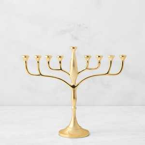Ménorah en laiton à 9 branches, motif étoile de David, support de bougies fait main pour décoration intérieure moderne et utilisation en mariage - Product Image 4