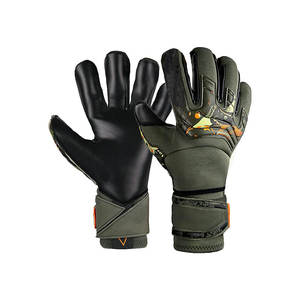 Gants de gardien de but professionnels en latex allemand unisexe, personnalisables, antidérapants, avec paume intégrale et fermeture auto-agrippante hybride à doigts plats - Product Image 4