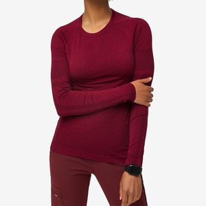 Medical <b>Scrub</b> Uniform 3 Piece <b>Set</b> V-Neck Top Jogger Pants Long Sleeve Layer Wholesale OEM Healthcare <b>Scrubs</b> <b>Set</b> with Undershirt - Product Image 3