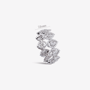 Anillo de Eternidad de Diamantes en Oro Blanco para Mujer, Corte Brillante Redondo con Diseño Floral, Anillo de Compromiso Clásico - Product Image 3
