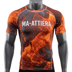 <b>Men</b> Long Sleeve Compression Shirt Black Lava Print Gym Fitness Running Sportswear Performance Athletic <b>Base</b> <b>Layer</b> - Product Image 3