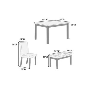 Set da Pranzo Classico ed Elegante 5 Pezzi con Piano in Finto Marmo, Tavolo da Cucina, Panca e 3 Sedute in Ecopelle Bianca - Product Image 6