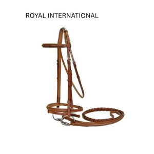 Brida Inglesa para Caballo de Cuero Genuino Premium Royal International con Riendas Trenzadas y Cabezal Ajustable, Equipo Ecuestre Profesional - Product Image 1