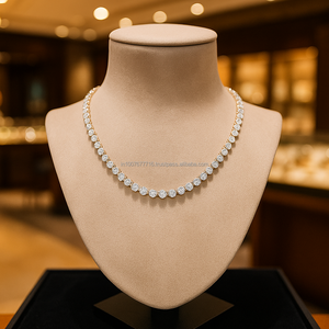 Collier tennis en diamant de laboratoire certifié IGI VVS 3,5 mm, or jaune rose massif 14 carats, CVD, 14 pouces, pour femmes - Product Image 3