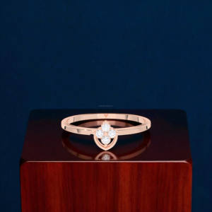 E-F 0.07กะรัต/VVS-VS ประดับเพชรวงแหวนแฟนซีลายดอกไม้สีทอง10K/14K/18K สำหรับห้องปฏิบัติการ - Product Image 5