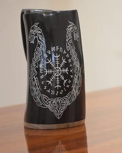 Taza de Cuerno de Búfalo Pulido de Primera Calidad, Estilo Vikingo, para Beber Cerveza Ale, Directo de Fábrica - Product Image 1