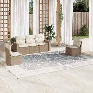 Set Divano da Giardino in Rattan PE Beige con Telaio in Acciaio Verniciato a Polvere, Misura Standard - Product Image 1