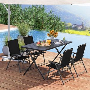 48inch X 30inch <b>Foldable</b> Outdoor <b>Dining</b> <b>Table</b> Rectangular Metal Patio <b>Table</b> with Slatted Tabletop for Garden Sets - Product Image 1