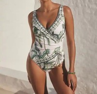 Maillot de bain bikini bandeau grande taille pour femme, style jupe imprimée, couvrant le ventre, motif léopard, taille haute
