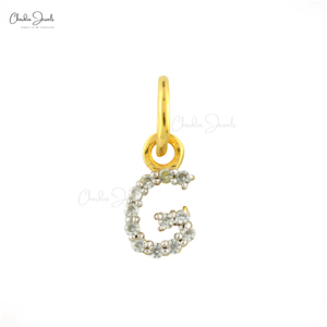 Wholesale 925 Sterling Silver G Initial Pendant Natural White Zircon Alphabet Charm Pendant High Polish Jewelry Manufacturer - Product Image 1