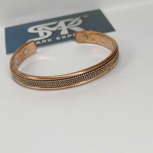 Elegant Metal Craft Magnetic Copper Cuff <b>Bangle</b> Fine Braided Mesh Chain Design Adjustable Open Bracelet Handmade Lightweight - Product Image 3