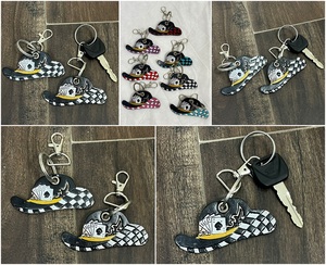 March Expo 2026 Porte-clés en cuir de vache occidental fait main, gravé à la main, à motif damier, thème Rodeo, cadeau pour hommes et femmes, vente en gros - Product Image 3
