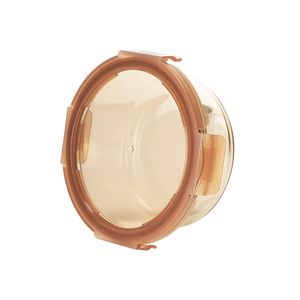 ภาชนะแก้วทรงกลมขนาด 650 มล. พร้อมฝา PP สีเหลืองอำพัน ใช้กับไมโครเวฟและเครื่องล้างจานได้ - Product Image 2