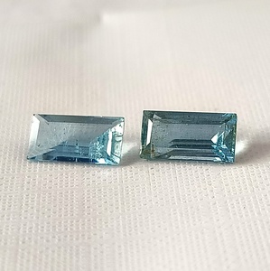 Aigue-marine naturelle Santa Maria taille baguette, calibrée 4,5-9 mm, facettée, 2 pièces, pierres précieuses en vrac, 2,15 carats, pour la création de bijoux - Product Image 2