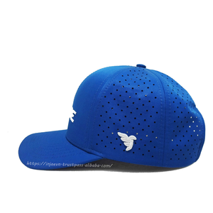 High Quality Custom Golf Hat 6 Panel <b>Waterproof</b> Polyester <b>Cap</b> with Laser Cut Perforated Design Rope <b>Cap</b> Outdoor Sports <b>Cap</b> - Product Image 3