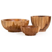 Grand bol en bois sculpté écologique pour les chips de fruits secs Table à café Présentoir de comptoir Bol à pop-corn réutilisable pour la décoration intérieure