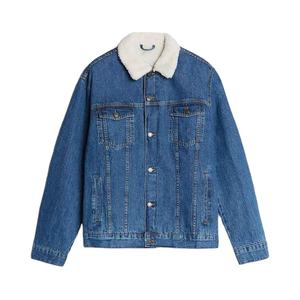 แจ็คเก็ตหนังวัวแท้ทรงวาร์ซิตี้สำหรับผู้ชาย คุณภาพสูง แบบขายส่ง ดีไซน์ทันสมัย ตกแต่งด้วยขนสัตว์ คอตั้ง แต่งผ้าเดนิม - Product Image 1