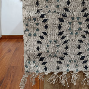 Haute qualité 100% Jute fait à la main Ozee Block imprimé Durry tapis 24 ''x 36'' Rectangle PET Friendly tapis réversible antidérapant - Product Image 1